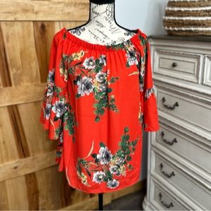 White Birch Lady Luck Red Bell Sleeve Top